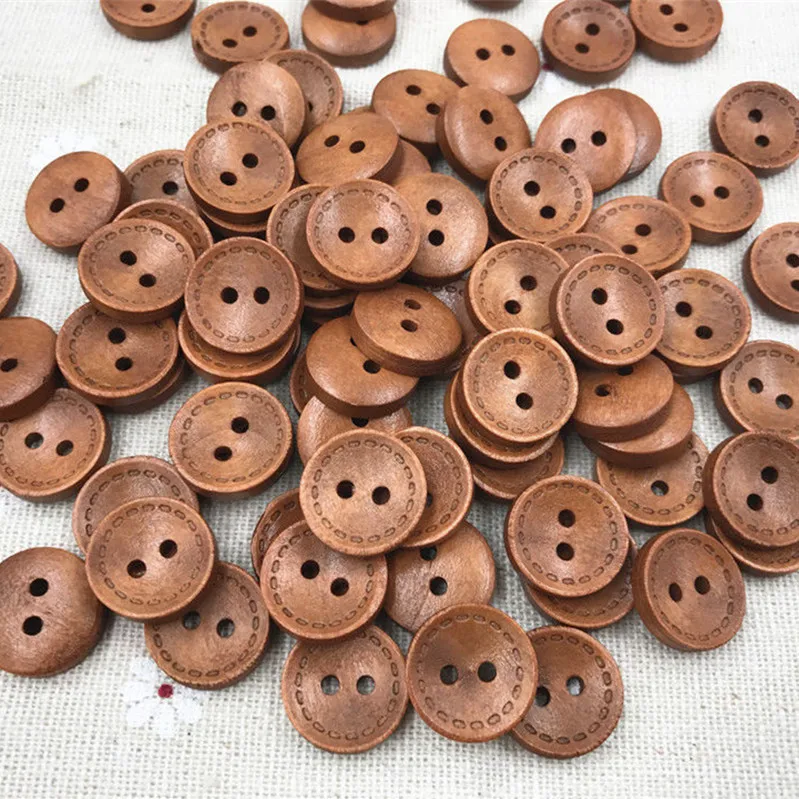 FREE 200PCs Vintage Wood Buttons Sewing Scrapbooking Flowers Shaped 2 Holes 15mm