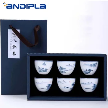 60ml Jingdezhen Blue and White Porcelain Teacup Hand Painted Landscape Kung Fu Tea Set Water Tea Cup Bowl Drinkware Master Cup
60ml Jingdezhen Blue and White Porcelain Teacup Hand Painted Landscape Kung Fu Tea Set Water Tea Cup Bowl Drinkware Master Cup