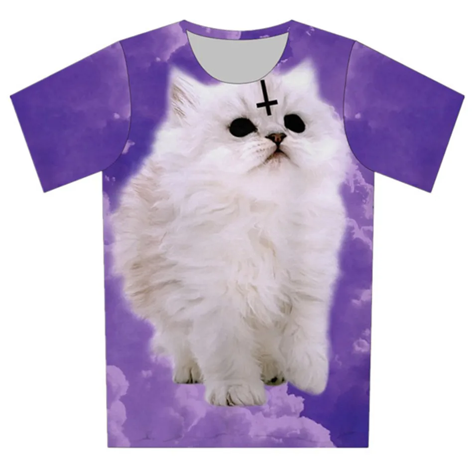 

Joyonly 2019 Doughnut Cool White Oil Painting Cat Cartoon Design Funny T shirt Children's T-Shirts Boys Girls Summer Tops 4-20Y