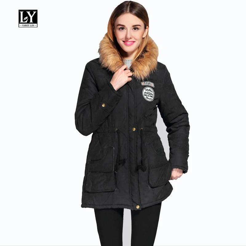 Ly Varey Lin New Autumn Winter Women Jacket Cotton Coat Artificial Fur Collar Hooded Warm Outerwear Slim Medium Long Overcoat
Ly Varey Lin New Autumn Winter Women Jacket Cotton Coat Artificial Fur Collar Hooded Warm Outerwear Slim Medium Long Overcoat