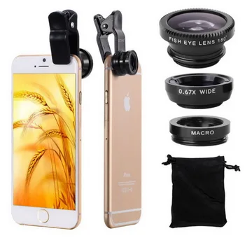 GETIHU 3 in 1 Wide Angle Macro Fisheye Lens Kit Clip Smartphone Mobile Phone lenses