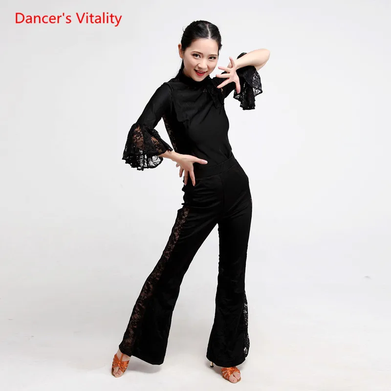 Latin Dance suits Lace hollow out horn Sleeves top and pants 2pcs set for Women Latin Dance Ballroom Dance Practice Costumes
Latin Dance suits Lace hollow out horn Sleeves top and pants 2pcs set for Women Latin Dance Ballroom Dance Practice Costumes