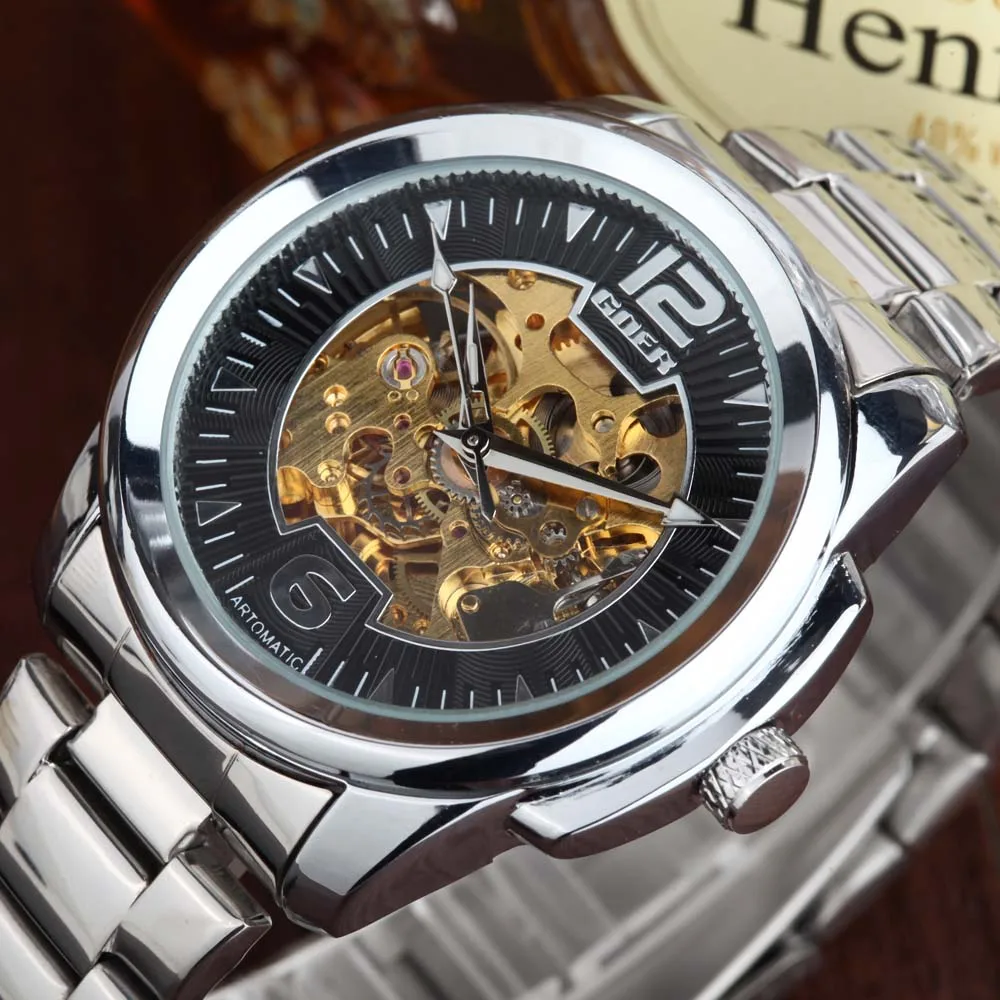 GOER fashion business men mechanical watches luxury brand men's skeleton bracelet steel band watches male silver case relojes
GOER fashion business men mechanical watches luxury brand men's skeleton bracelet steel band watches male silver case relojes