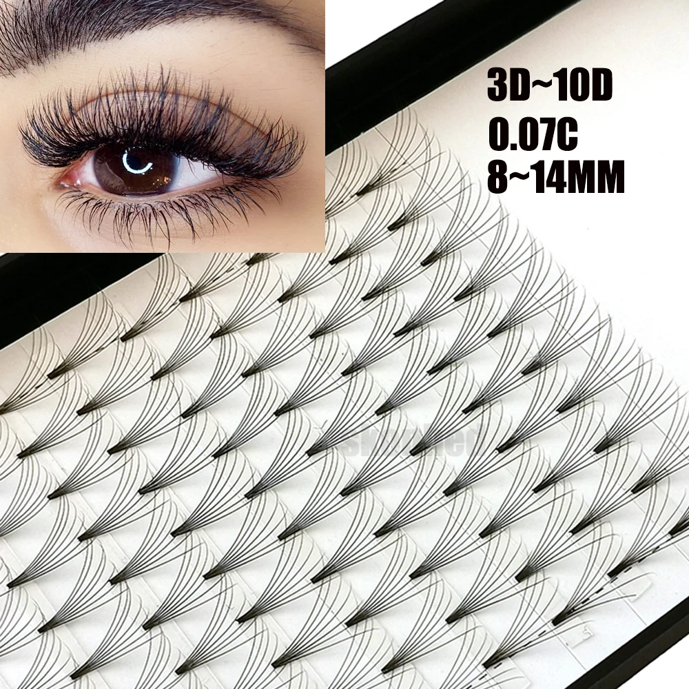 

3D~10D 12 Lines Eyelashes Extension Russian Premade Volume Fans Eyelashes 0.07 Thickness Heat Bonded Makeup Tools C Curl