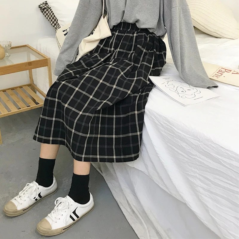 Vintage Plaid Skirt Women Korean Japan Style Pleated Elastic High Waist Midi Tutu Skirts Autumn Mori A Line Big Swing Long Saias
Vintage Plaid Skirt Women Korean Japan Style Pleated Elastic High Waist Midi Tutu Skirts Autumn Mori A Line Big Swing Long Saias