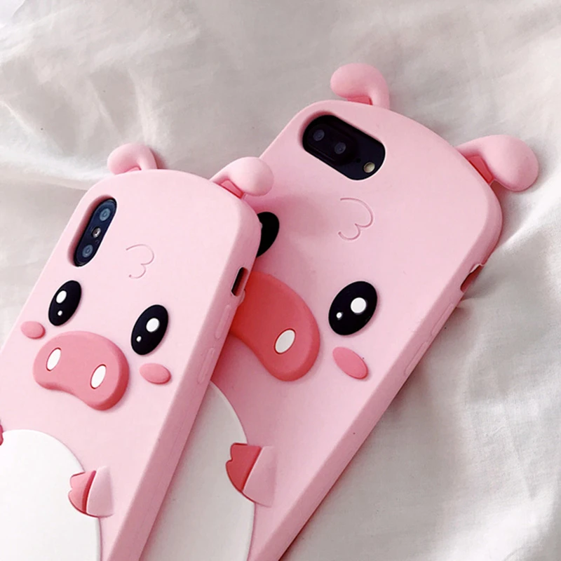 Hepu-for-Apple-iphone-X-Mobile-Shell-Stereo-Cute-Pink-Pig-iPhone6-6s-7plus-8plus-Soft (3)