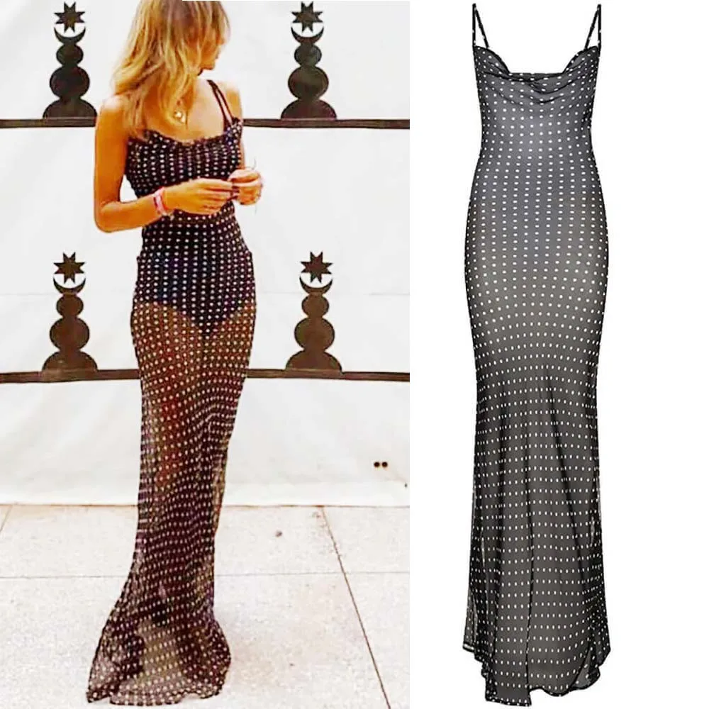 Gold Hands Transparent Dot Mesh Summer Maxi Dress Women Ruffles Dot Chiffon Backless Sexy Bodycon Beach Long Party Dresses Lady
Gold Hands Transparent Dot Mesh Summer Maxi Dress Women Ruffles Dot Chiffon Backless Sexy Bodycon Beach Long Party Dresses Lady
