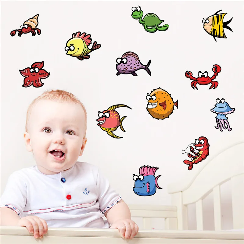 

underwater seabed fish crab bubble wall sticker for kids rooms bathroom home bedroom decor nursery decals poster