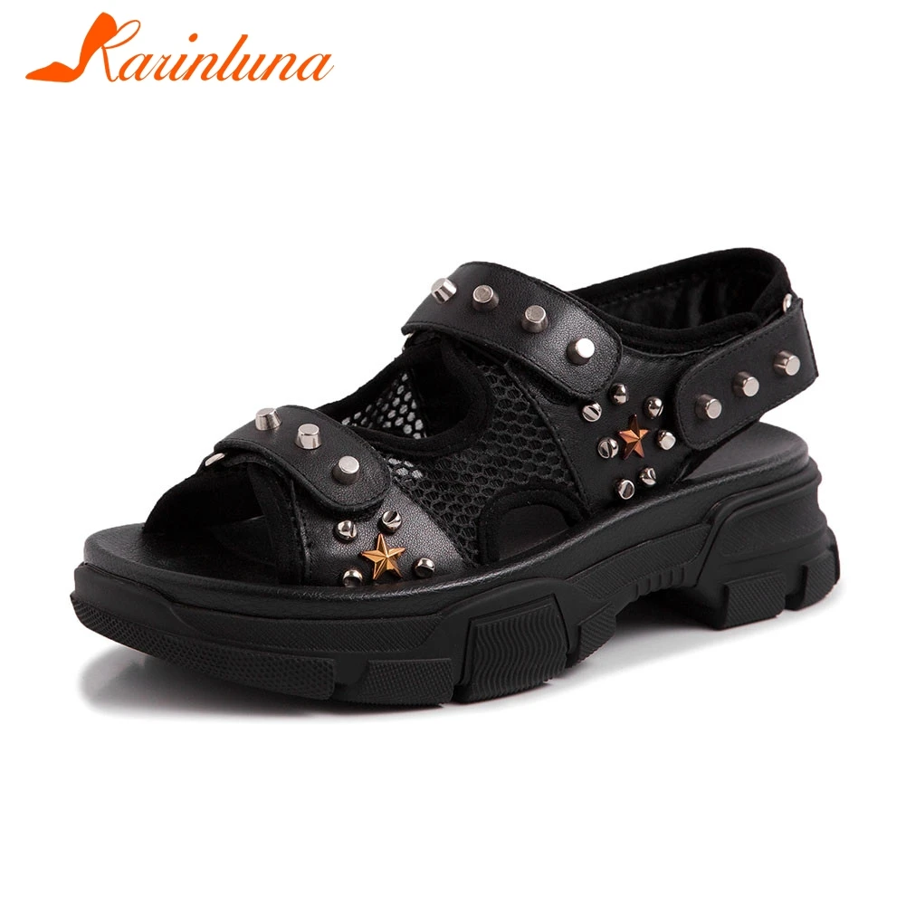 KARINLUNA Brand New Fashion Rivet women's Genuine Leather Ladies Summer Sandals 2019 Women Shoes Woman Casual Girl Sandals
KARINLUNA Brand New Fashion Rivet women's Genuine Leather Ladies Summer Sandals 2019 Women Shoes Woman Casual Girl Sandals