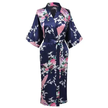 Brand New Navy Blue Women Satin Kimono Robes Long Sexy Nightgown Vintage Printed Night Gown Flower Size S M L XL XXL XXXL LK01
Brand New Navy Blue Women Satin Kimono Robes Long Sexy Nightgown Vintage Printed Night Gown Flower Size S M L XL XXL XXXL LK01