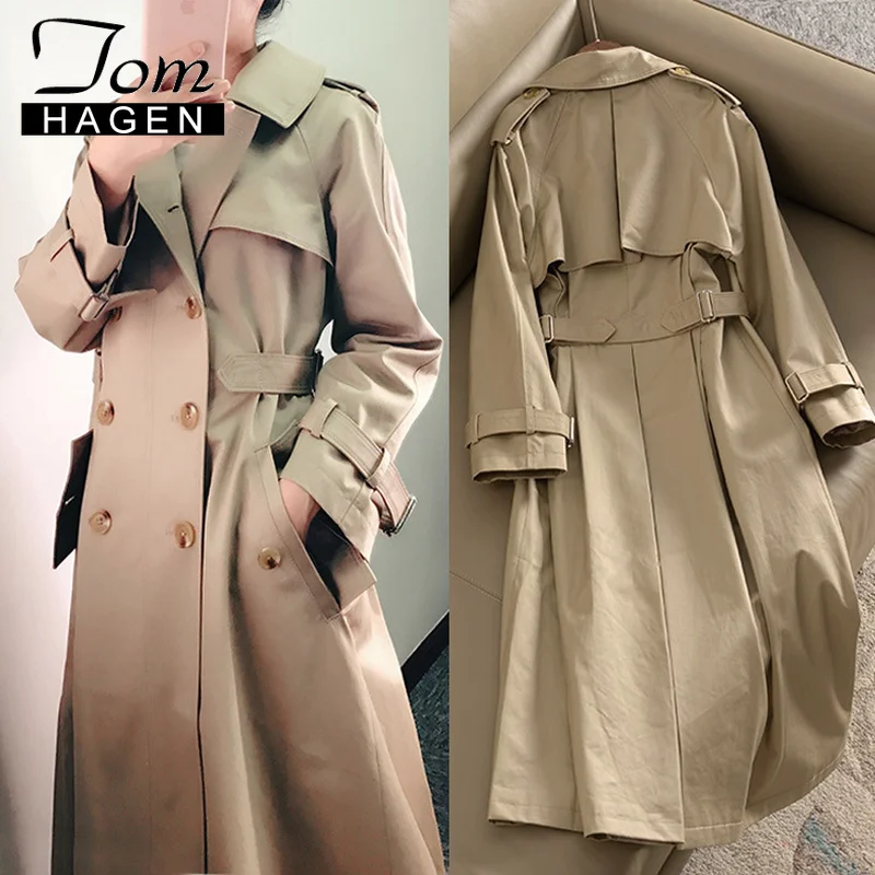 Tom Hagen Winter Long Trench Coat for Women Beige Loose Epaulet Design Long Trench Double Breasted Trench Coat Khaki with Belt
Tom Hagen Winter Long Trench Coat for Women Beige Loose Epaulet Design Long Trench Double Breasted Trench Coat Khaki with Belt