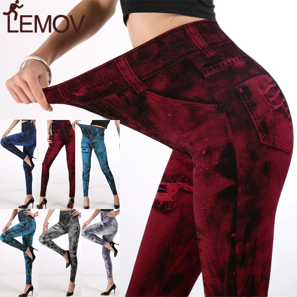 Imitation Denim Skinny Slim Trouser Women High Waist Plus Size Female Colorful Print Mock Pockets Lifting Hip Super Elastic Pant
Imitation Denim Skinny Slim Trouser Women High Waist Plus Size Female Colorful Print Mock Pockets Lifting Hip Super Elastic Pant
