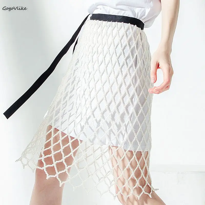 Lace Up Pearls Skirts A Line Hollow Out 2019 Summer New All Match Fish Net Skirts Women Fashion clothing SA004S50
Lace Up Pearls Skirts A Line Hollow Out 2019 Summer New All Match Fish Net Skirts Women Fashion clothing SA004S50