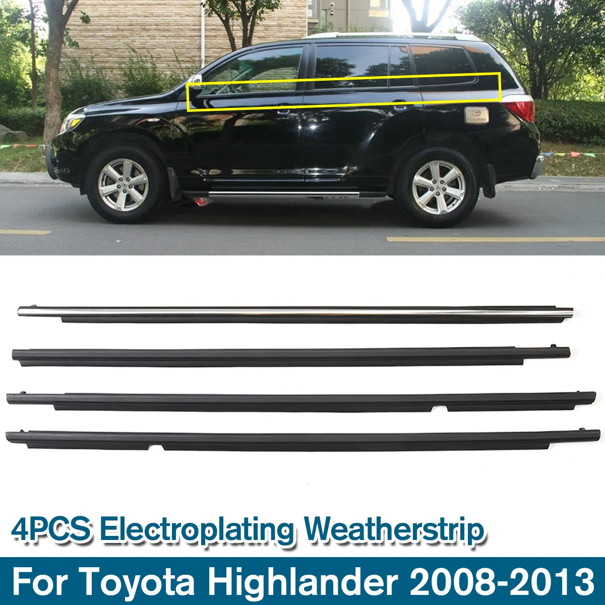 NEW 4PCS Weatherstrips Door Belts Electroplating Weatherstrip Window Molding Trim For Toyota Highlander 2008-2013 Front&Rear L+R
NEW 4PCS Weatherstrips Door Belts Electroplating Weatherstrip Window Molding Trim For Toyota Highlander 2008-2013 Front&Rear L+R