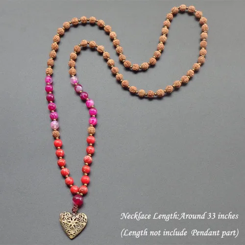 Heart locket necklace wood beads with Natural stone Mala beads necklace yoga jewelry Long necklace for women
Heart locket necklace wood beads with Natural stone Mala beads necklace yoga jewelry Long necklace for women
