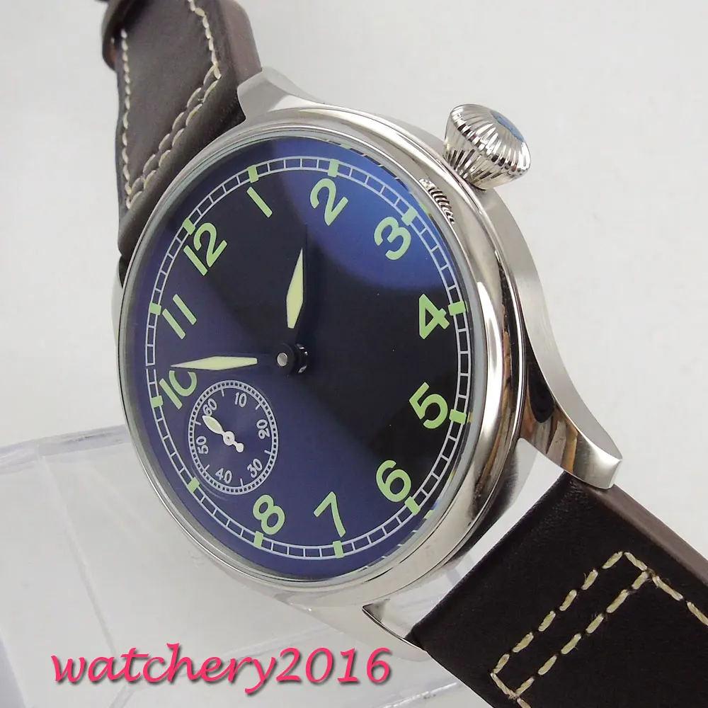 44mm Parnis black dial black leather strap crystal Stainless hand winding Mechancial 17 jewels 6497 movement Mens Wrist Watch
44mm Parnis black dial black leather strap crystal Stainless hand winding Mechancial 17 jewels 6497 movement Mens Wrist Watch