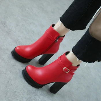 High Heels Ankle Boots Fashion Platform Thick Heel Winter Boots Zipper 2020 Fall Red Black Woman Boots Shoes Plus Size 43
High Heels Ankle Boots Fashion Platform Thick Heel Winter Boots Zipper 2020 Fall Red Black Woman Boots Shoes Plus Size 43