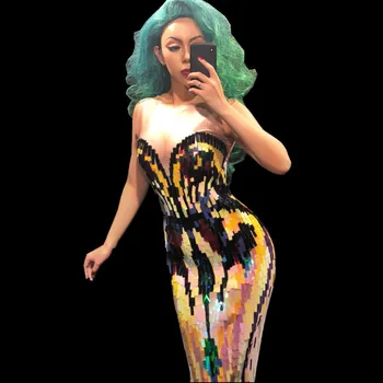 Colorful Sequins Dress Nightclub Female Singer Women's Costume Birthday Celebrate Sexy Long Dresses Stage DJ DS Outfit
Colorful Sequins Dress Nightclub Female Singer Women's Costume Birthday Celebrate Sexy Long Dresses Stage DJ DS Outfit