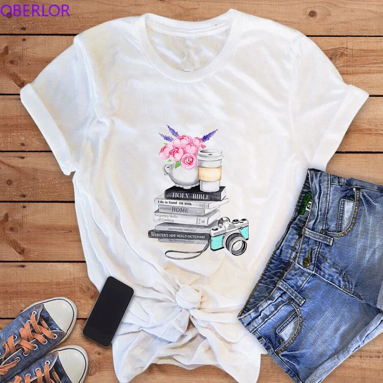 Kawaii Harajuku Aesthetic Book Flower Coffee Camera T Shirt Women 2019 Vogue Short Sleeve Vintage Streetwear Tee Shirt Femme
Kawaii Harajuku Aesthetic Book Flower Coffee Camera T Shirt Women 2019 Vogue Short Sleeve Vintage Streetwear Tee Shirt Femme