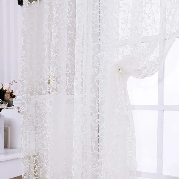 Flocking Floral Tulle Curtain Chic Printed Window Door Curtain Living Room Bedroom Partition Decoration Curtain
Flocking Floral Tulle Curtain Chic Printed Window Door Curtain Living Room Bedroom Partition Decoration Curtain