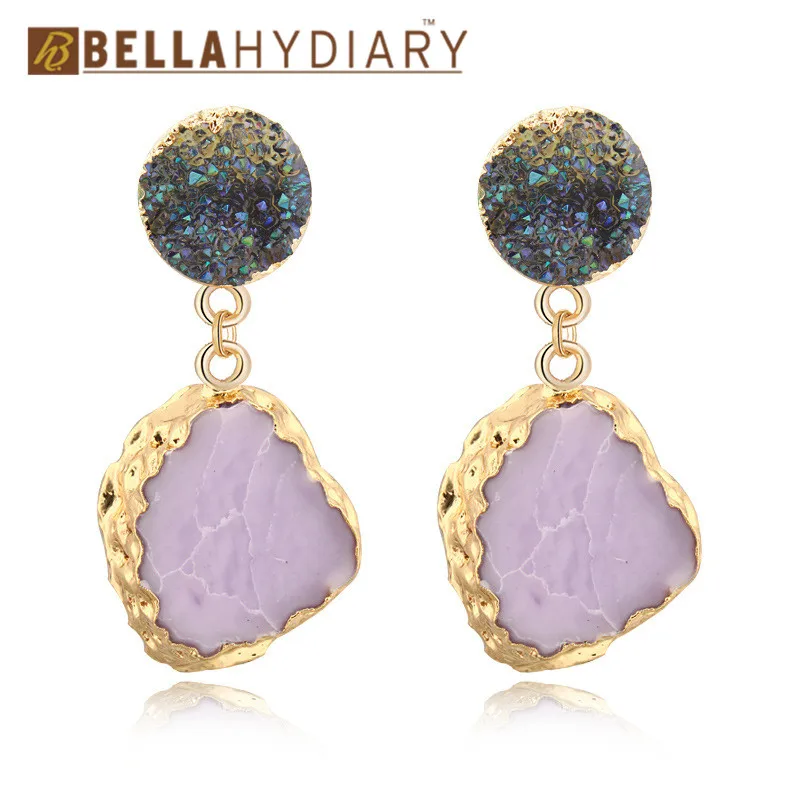 Fancy Wedding Stone Druzy Resin Earrings Purple Drop Earrings For Women Statement Jewelry Pendientes Mujer Moda 2019 Ohrringe
Fancy Wedding Stone Druzy Resin Earrings Purple Drop Earrings For Women Statement Jewelry Pendientes Mujer Moda 2019 Ohrringe