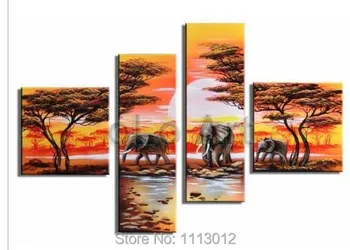 Hand-painted Yellow African Elephant Spring Tree Oil Painting on Canvas 4 Piece Modern Set Home Wall Art For Living Room Decor 
Hand-painted Yellow African Elephant Spring Tree Oil Painting on Canvas 4 Piece Modern Set Home Wall Art For Living Room Decor