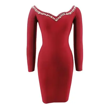 Chic Bandage Dresses New Arrivals 2018 Red Black Long Sleeve Rayon Skinny Dress Vestido Beading Sexy Women Dress
Chic Bandage Dresses New Arrivals 2018 Red Black Long Sleeve Rayon Skinny Dress Vestido Beading Sexy Women Dress