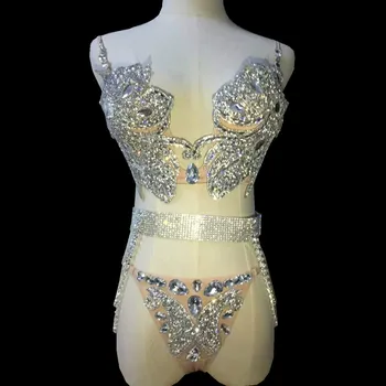 Sexy Crystals Bikini Women's Bra Short Costume Shinin Rhinestones Clothing Set Two Pieces Set DJ DS Female Singer Dance Wear
Sexy Crystals Bikini Women's Bra Short Costume Shinin Rhinestones Clothing Set Two Pieces Set DJ DS Female Singer Dance Wear