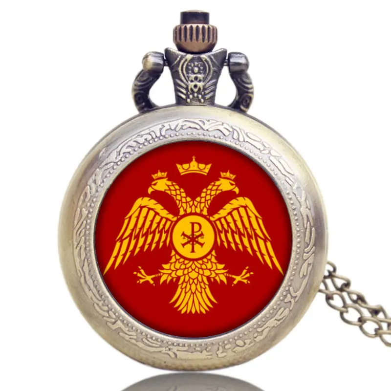 

Pocket Watch Red Russia's Double-headed Eagle Excellent Workmanship Quartz Movement Bronze Pendant Necklace