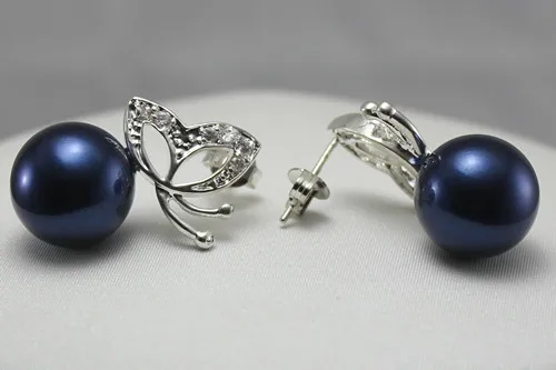 wholesale fashion jewelry Elegant dark blue 8mm shell pearl with butterfly silver plated Earring #202
wholesale fashion jewelry Elegant dark blue 8mm shell pearl with butterfly silver plated Earring #202