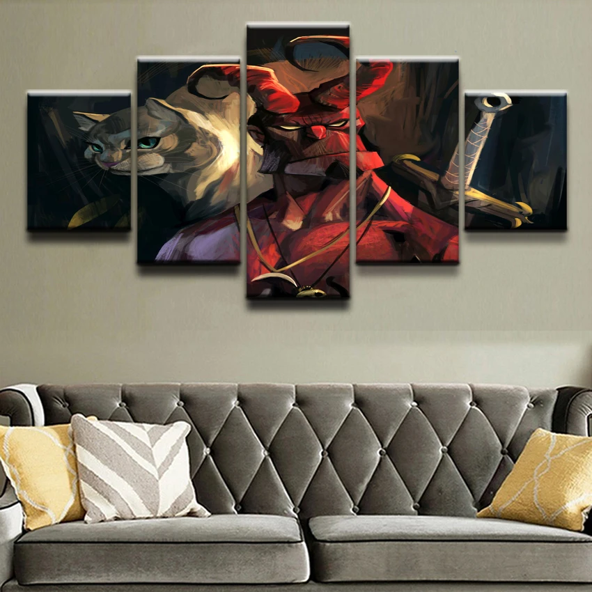 Modular Pictures Wall Art Canvas Painting Prints 5 Pieces Artistic Cat Picture Comics Hellboy Poster Home Decor Boys Room Frame
Modular Pictures Wall Art Canvas Painting Prints 5 Pieces Artistic Cat Picture Comics Hellboy Poster Home Decor Boys Room Frame