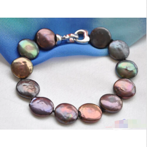 Free shipping P4027 8" 14mm black coin freshwater pearl bracelet @^Noble style Natural Fine jewe
Free shipping P4027 8" 14mm black coin freshwater pearl bracelet @^Noble style Natural Fine jewe