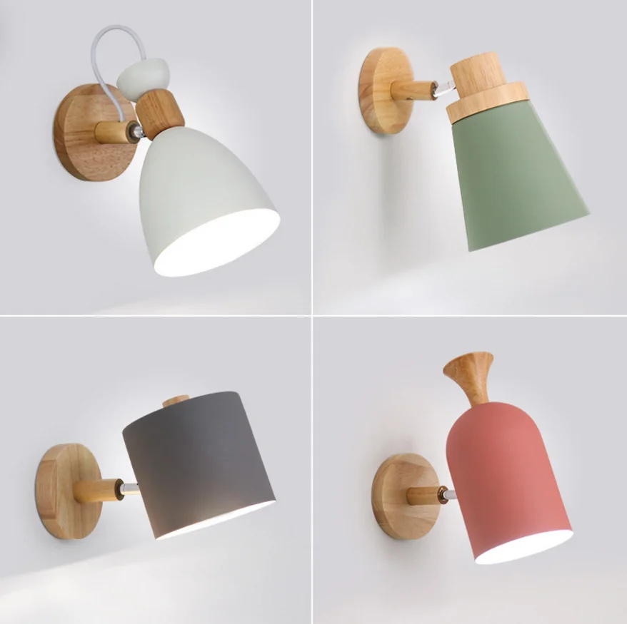 Lámparas de pared con Cable colgantes creativos simples de madera maci 