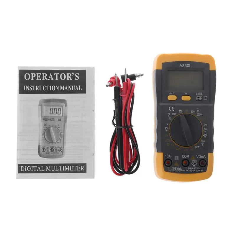 A830L Digital Multimeter LCD Electric Ammeter Voltmeter Tester Meter Handheld AC DC Digital Multimetro Ammeter
A830L Digital Multimeter LCD Electric Ammeter Voltmeter Tester Meter Handheld AC DC Digital Multimetro Ammeter