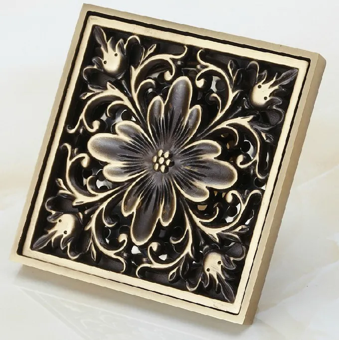 NEW Antique Brass 4"(101mm) Square Carve Flower Pattern Floor Drain Bathroom Shower Waste Washing Drain Grate ahr015
NEW Antique Brass 4"(101mm) Square Carve Flower Pattern Floor Drain Bathroom Shower Waste Washing Drain Grate ahr015