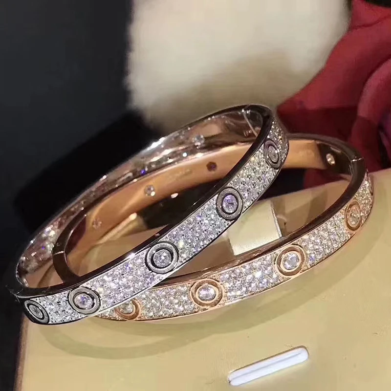 Brand Pure 925 Sterling Silver Jewelry For Women Gold Color Silver Bangle Full Stone Rose Gold Bangle Wedding Jewelry Easy Lock
Brand Pure 925 Sterling Silver Jewelry For Women Gold Color Silver Bangle Full Stone Rose Gold Bangle Wedding Jewelry Easy Lock