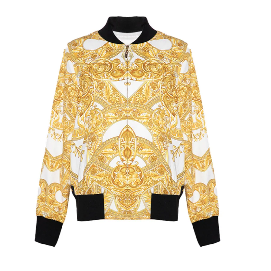 VERDEJULIAY Runway Jacket Women 2019 Autumn Spring Winter Long Sleeve Golden Flowers Printed Fashion Design Baseball Top
VERDEJULIAY Runway Jacket Women 2019 Autumn Spring Winter Long Sleeve Golden Flowers Printed Fashion Design Baseball Top