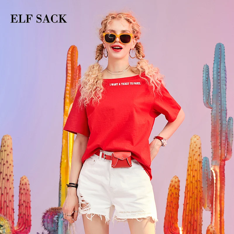 ELF SACK New Women Tshirt Casual Cotton Oversized Letters Print Slash neck Femme Tees Stylish Loose Streetwear Female Tops
ELF SACK New Women Tshirt Casual Cotton Oversized Letters Print Slash neck Femme Tees Stylish Loose Streetwear Female Tops