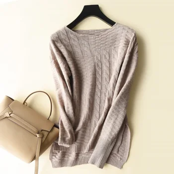 Wool Cashmere Sweater Women Autumn Winter Loose Pullovers O-neck Solid Color Twist Plaid Sweater
Wool Cashmere Sweater Women Autumn Winter Loose Pullovers O-neck Solid Color Twist Plaid Sweater