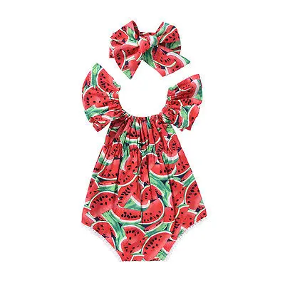 

Emmababy Newborn Baby Girls Clothes Romper Watermelon Kids Clothes Sleeveless Jumpsuit Summer Outfits Clothing Playsuit 0-24M