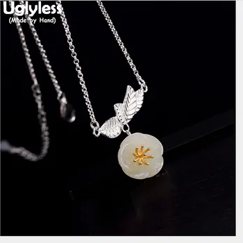 Uglyless 100% Real 925 Sterling Silver Handmade Leaf Pendants With Chain Natural Jade Flower Chokers Ethnic Necklaces Fine Jewel
Uglyless 100% Real 925 Sterling Silver Handmade Leaf Pendants With Chain Natural Jade Flower Chokers Ethnic Necklaces Fine Jewel