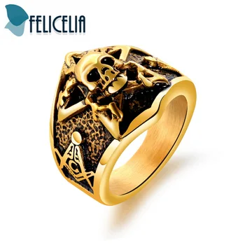 Felicelia Freemason Masonic Skull Ring Jewelry For Men Silver Gold Color Stainless Steel Personality Punk Signet Ring Gift
Felicelia Freemason Masonic Skull Ring Jewelry For Men Silver Gold Color Stainless Steel Personality Punk Signet Ring Gift