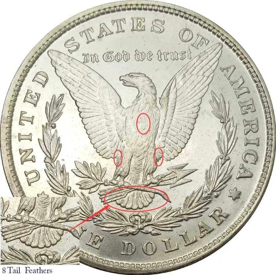 United States 1878 Morgan One Dollar 8 Tail Feathers Cupronickel Plated Silver Copy Coins/High Quality
United States 1878 Morgan One Dollar 8 Tail Feathers Cupronickel Plated Silver Copy Coins/High Quality
