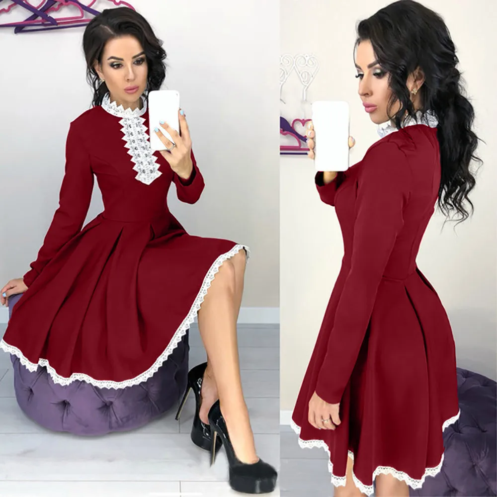 Women Long Sleeve Patchwork Lace Dress Casual Crochet Lace A Line Dresses Elegant Midi Party Dresses Vestidos Robe M50
Women Long Sleeve Patchwork Lace Dress Casual Crochet Lace A Line Dresses Elegant Midi Party Dresses Vestidos Robe M50
