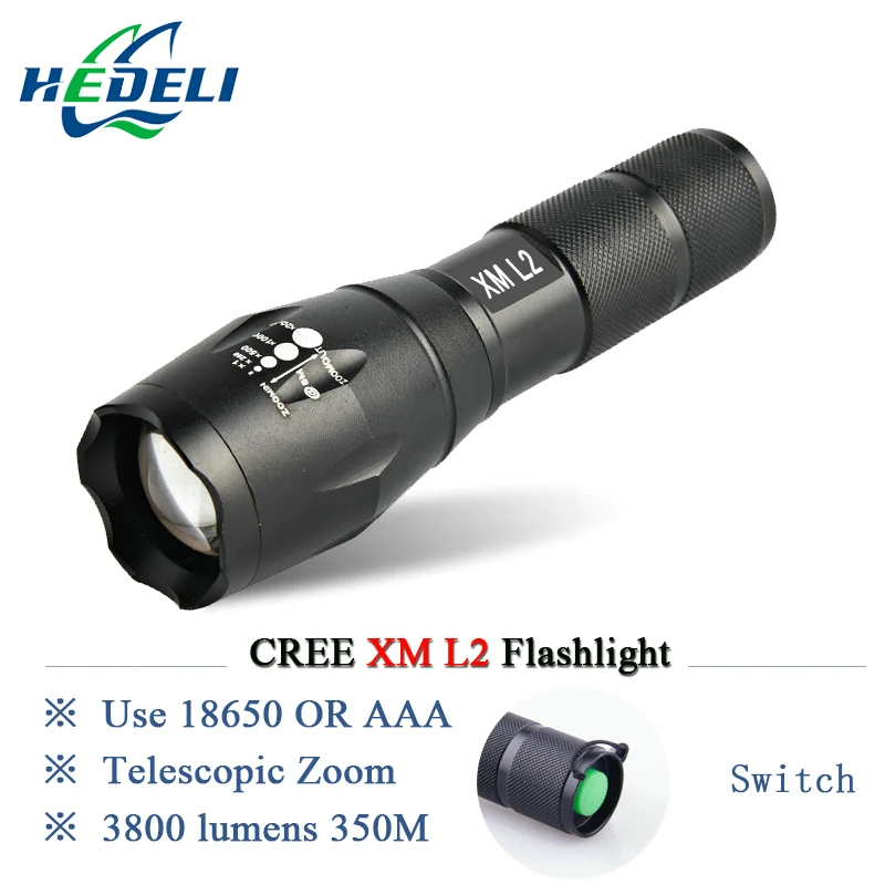 Powerful LED Flashlight CREE XML T6 XM-L2 Lantern Rechargeable Zoomable Waterproof AAA OR 18650 Battery Lamp Hand Light Torch
Powerful LED Flashlight CREE XML T6 XM-L2 Lantern Rechargeable Zoomable Waterproof AAA OR 18650 Battery Lamp Hand Light Torch