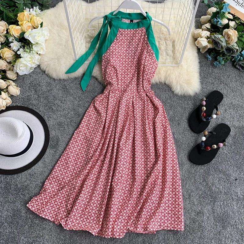 Women Retro Hang Neck Sleeveless High Waist Dress Lady Sexy Print Party Night Elegant Vestidos F652
Women Retro Hang Neck Sleeveless High Waist Dress Lady Sexy Print Party Night Elegant Vestidos F652