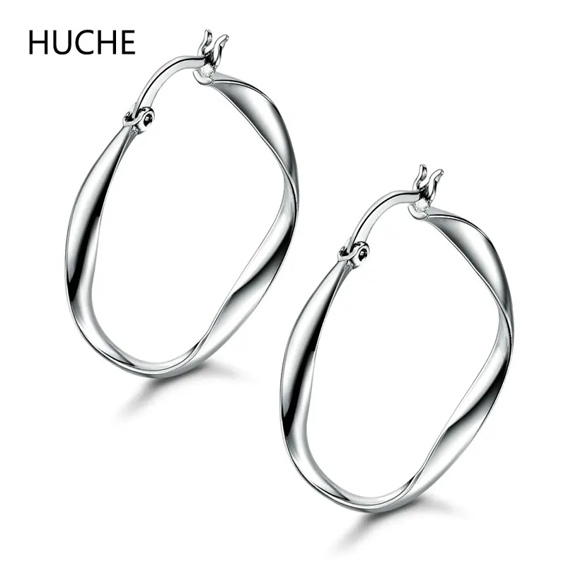 HUCHE Simple Design Bending Hoop Earring For Women Silver/Gold Color Twisted Shape Big Earrings For Party Fashion Jewelry HOE413
HUCHE Simple Design Bending Hoop Earring For Women Silver/Gold Color Twisted Shape Big Earrings For Party Fashion Jewelry HOE413