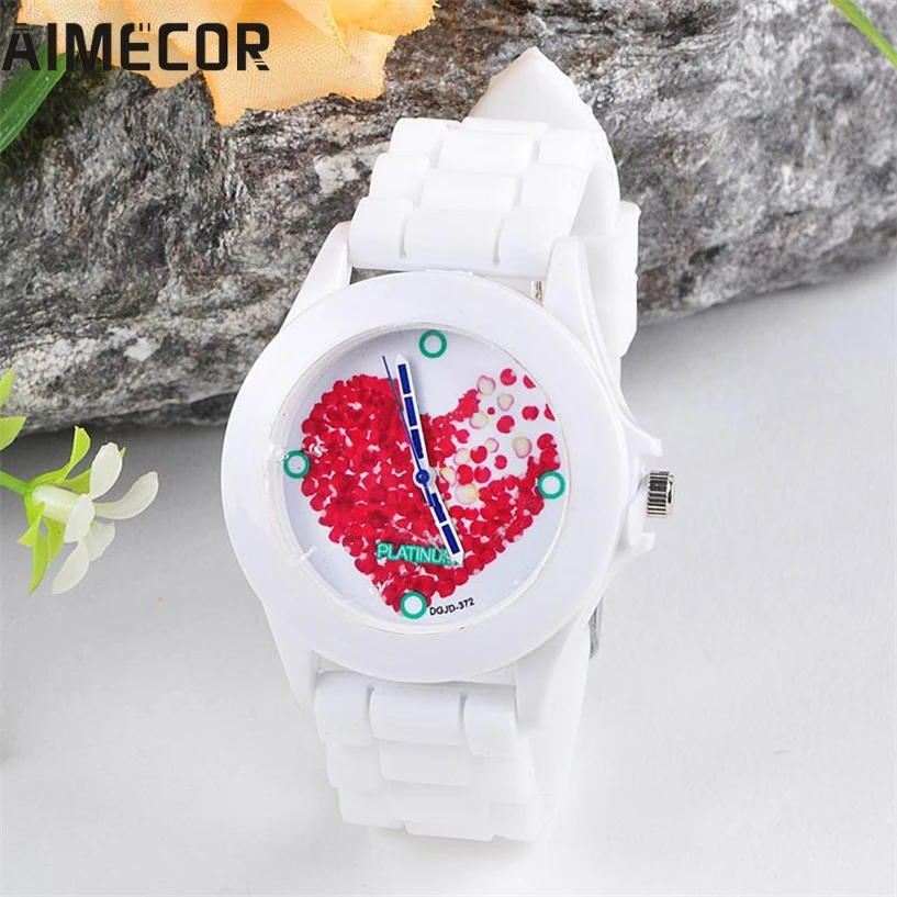 2017 NEW Aimecor 1pc stylish Women Silicone band Jelly hot sale Red lovely Heart petals Quartz Analog Sports Wrist Watch #07
2017 NEW Aimecor 1pc stylish Women Silicone band Jelly hot sale Red lovely Heart petals Quartz Analog Sports Wrist Watch #07