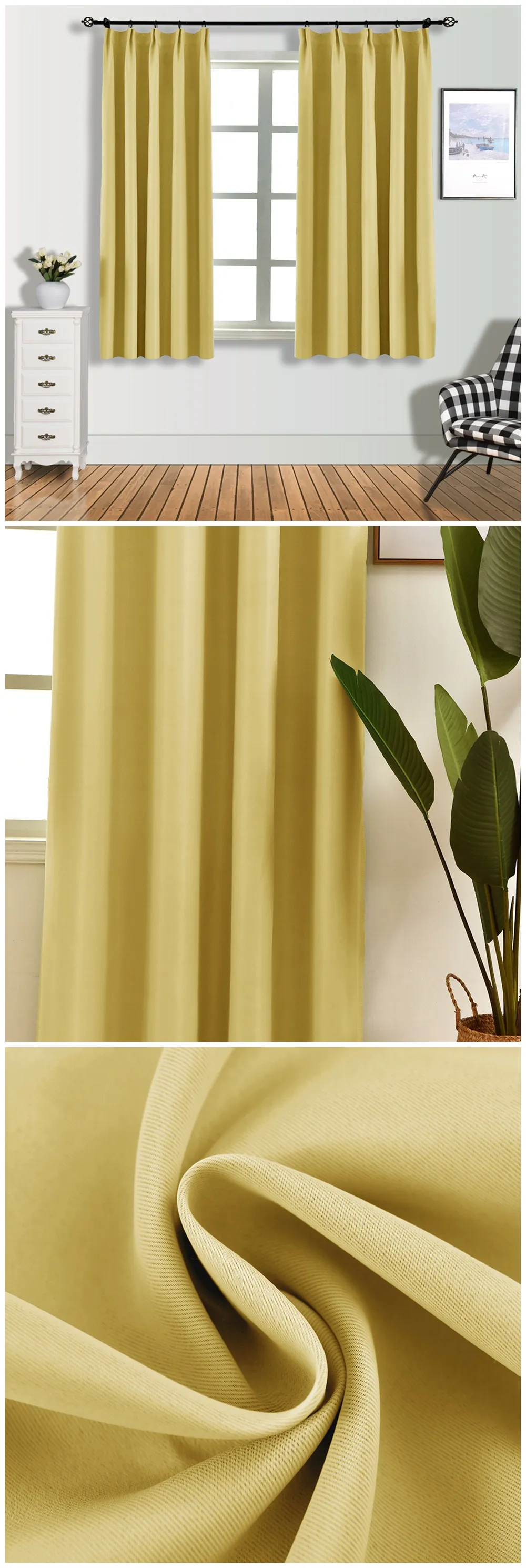 ZG077 NAPEARL Short Drops Solid Design Curtains High Shading Blackout For Bedroom Windows Fabric All Match Kitchen Small Tape Style (4)