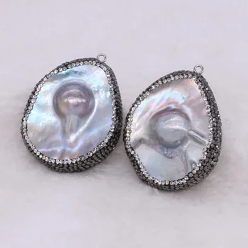 Natural grey water pearl pendant free form pave cz handcrafted jewelry finding Gems jewelry bead 2163
Natural grey water pearl pendant free form pave cz handcrafted jewelry finding Gems jewelry bead 2163